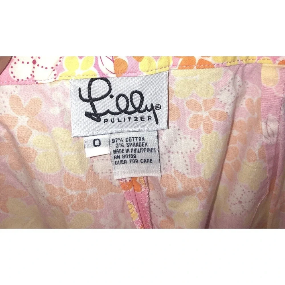 Lilly Pulitzer Pants Women's Size‎ 0 Night Lights Pink Floral Firefly Print